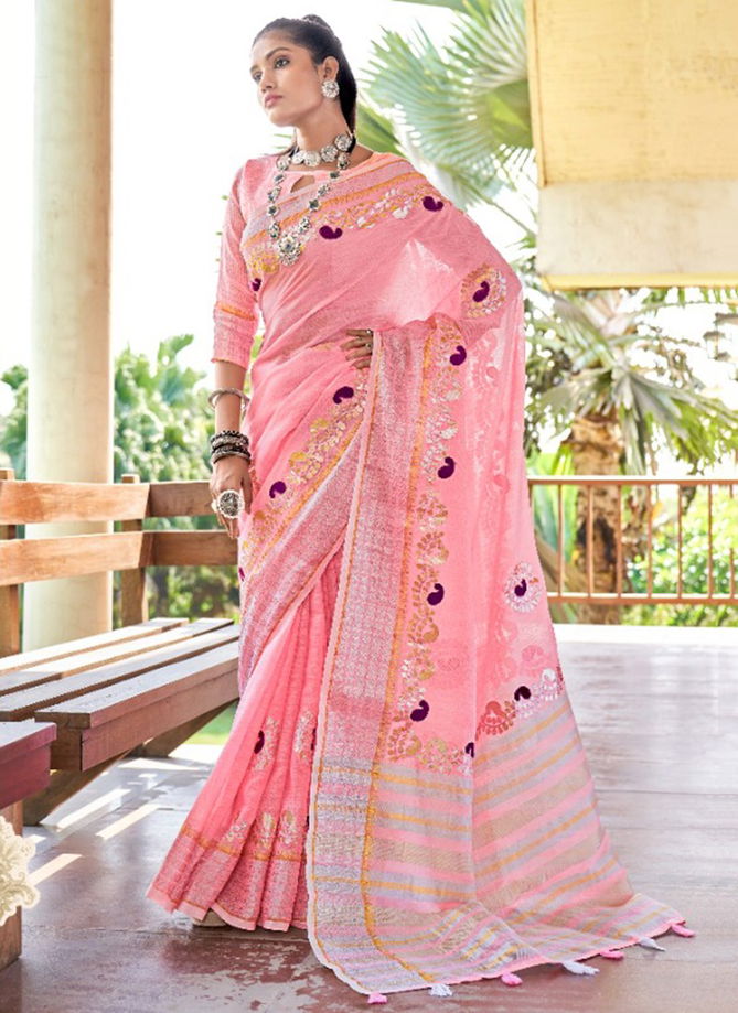 RAJYOG SANAYAA ANDAZ Latest fancy Designer Heavy Wedding Wear Soft linen with Beautiful Gotapatti Border Sree Collection